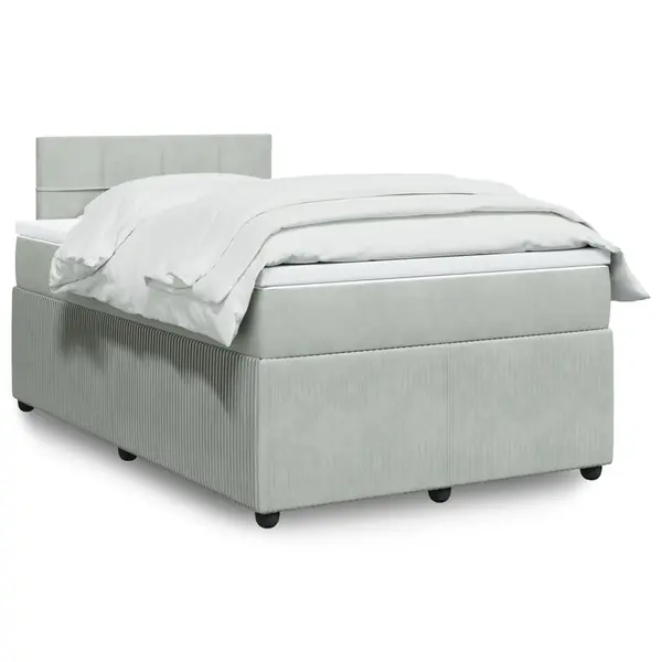 Gossi pat box spring cu saltea, gri deschis, 120x190 cm, catifea
