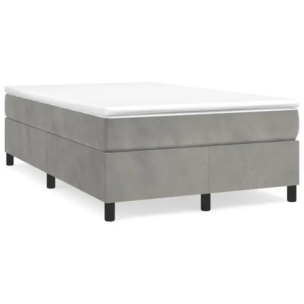 Gossi pat box spring cu saltea, gri deschis, 120x190 cm, catifea
