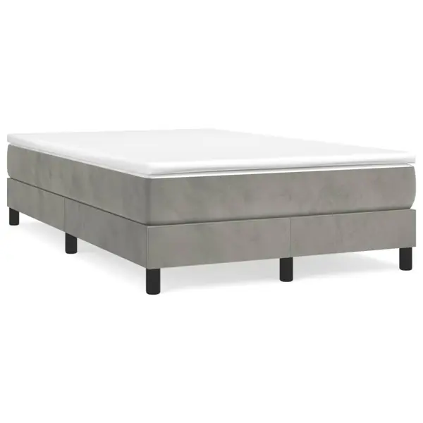 Gossi pat box spring cu saltea, gri deschis, 120x190 cm, catifea