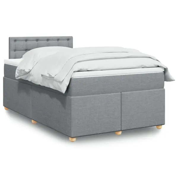 Gossi pat box spring cu saltea, gri deschis, 120x190 cm, textil