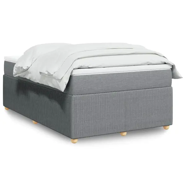 Gossi pat box spring cu saltea, gri deschis, 120x190 cm, textil