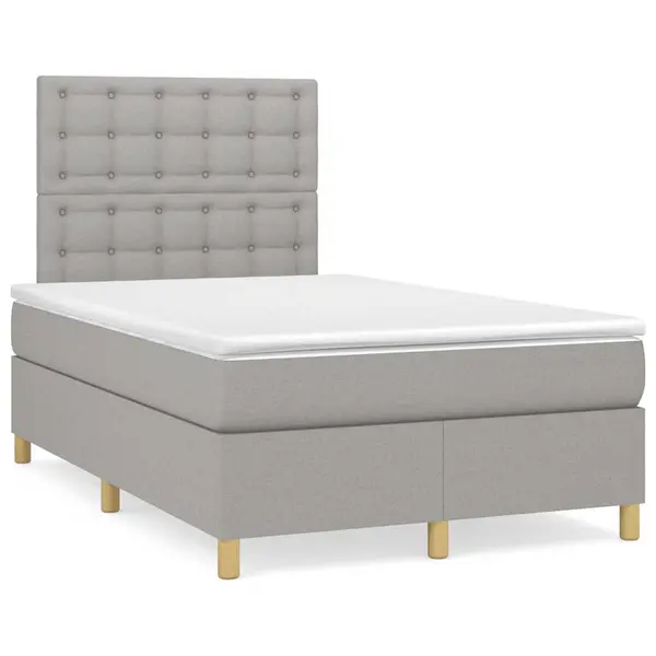 Gossi pat box spring cu saltea, gri deschis, 120x190 cm, textil
