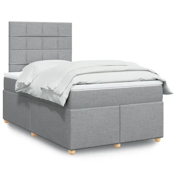 Gossi pat box spring cu saltea, gri deschis, 120x190 cm, textil