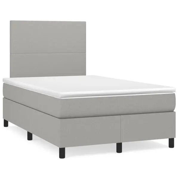 Gossi pat box spring cu saltea, gri deschis, 120x190 cm, textil