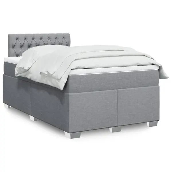 Gossi pat box spring cu saltea, gri deschis, 120x190 cm, textil