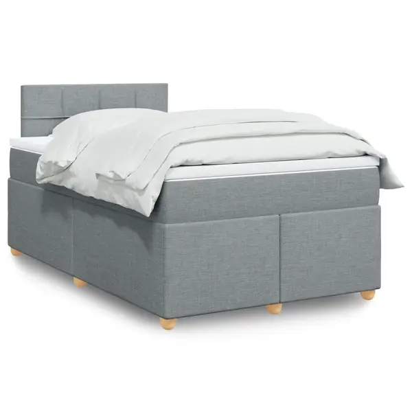 Gossi pat box spring cu saltea, gri deschis, 120x190 cm, textil