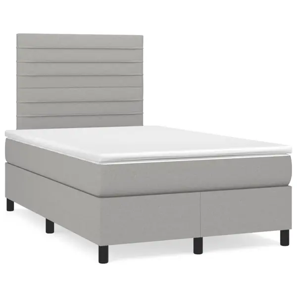 Gossi pat box spring cu saltea, gri deschis, 120x190 cm, textil