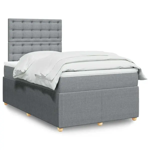 Gossi pat box spring cu saltea, gri deschis, 120x190 cm, textil