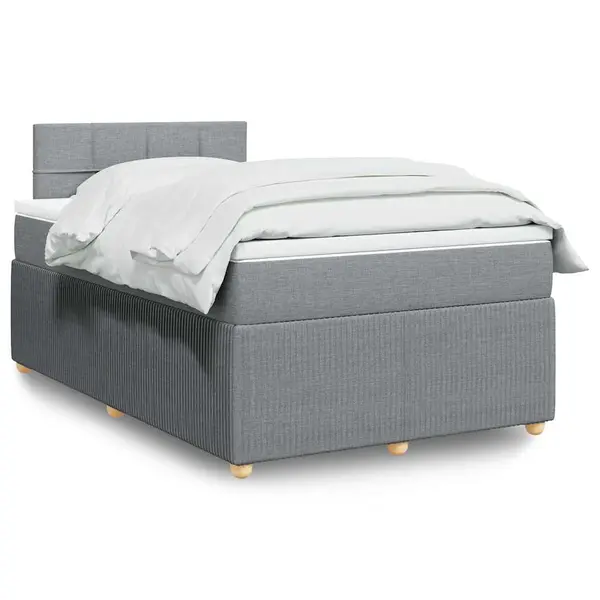 Gossi pat box spring cu saltea, gri deschis, 120x190 cm, textil