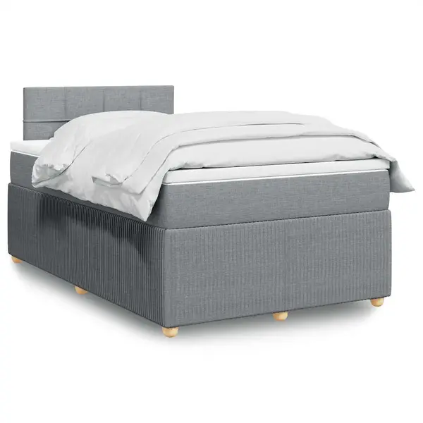 Gossi pat box spring cu saltea, gri deschis, 120x190 cm, textil