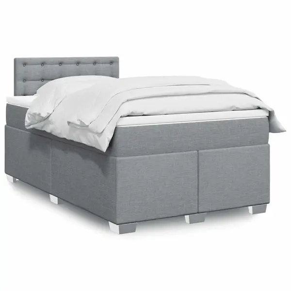 Gossi pat box spring cu saltea, gri deschis, 120x190 cm, textil