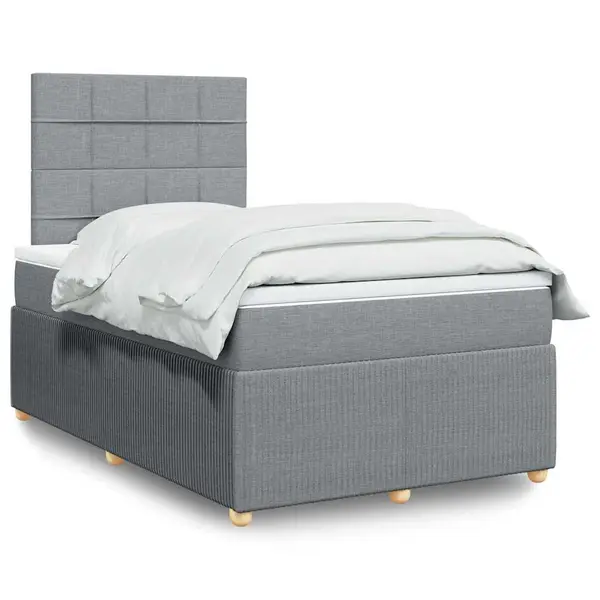 Gossi pat box spring cu saltea, gri deschis, 120x190 cm, textil