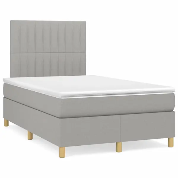 Gossi pat box spring cu saltea, gri deschis, 120x190 cm, textil