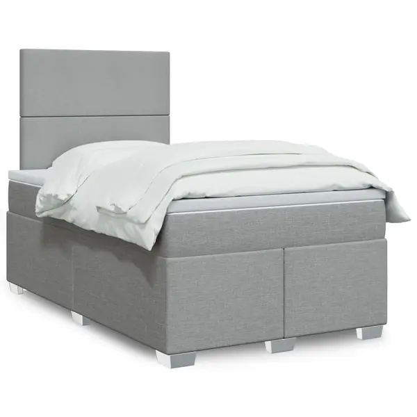 Gossi pat box spring cu saltea, gri deschis, 120x190 cm, textil