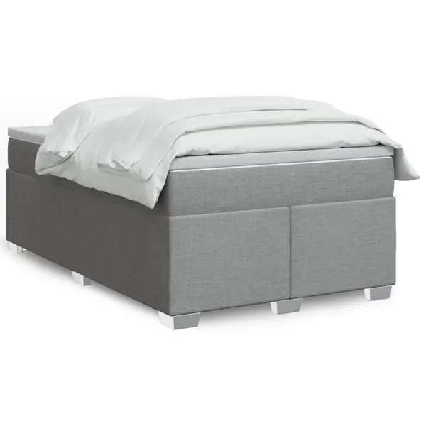 Gossi pat box spring cu saltea, gri deschis, 120x190 cm, textil