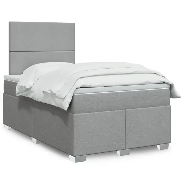 Gossi pat box spring cu saltea, gri deschis, 120x190 cm, textil