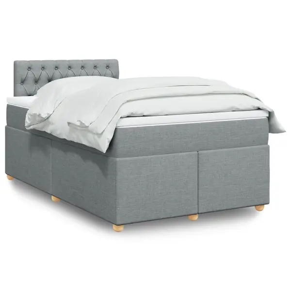 Gossi pat box spring cu saltea, gri deschis, 120x190 cm, textil