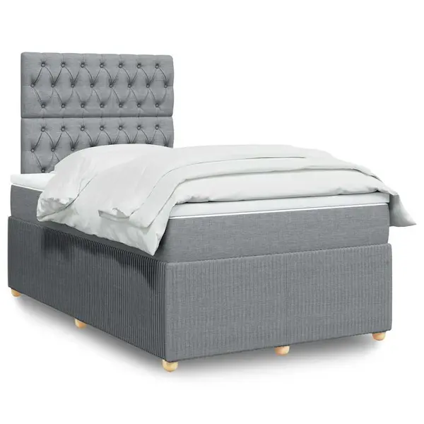 Gossi pat box spring cu saltea, gri deschis, 120x190 cm, textil