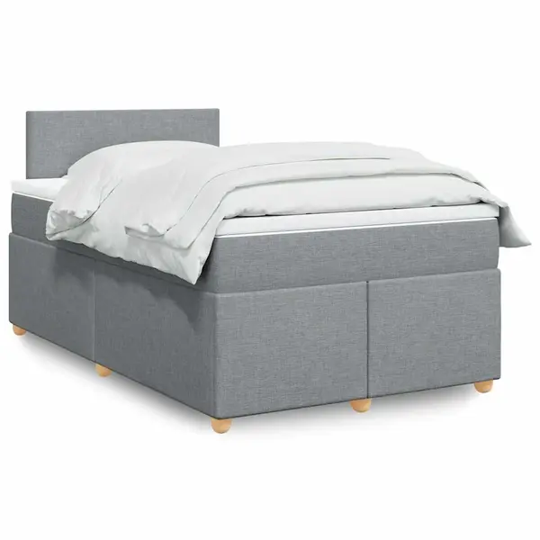 Gossi pat box spring cu saltea, gri deschis, 120x190 cm, textil