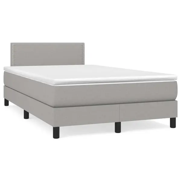Gossi pat box spring cu saltea, gri deschis, 120x190 cm, textil
