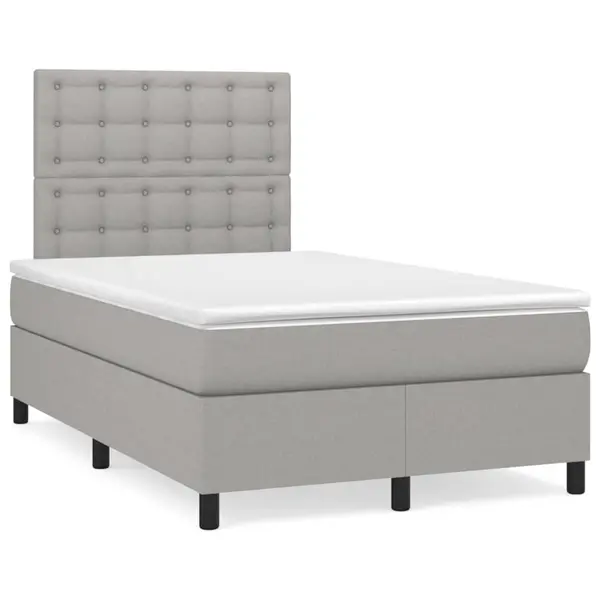 Gossi pat box spring cu saltea, gri deschis, 120x190 cm, textil