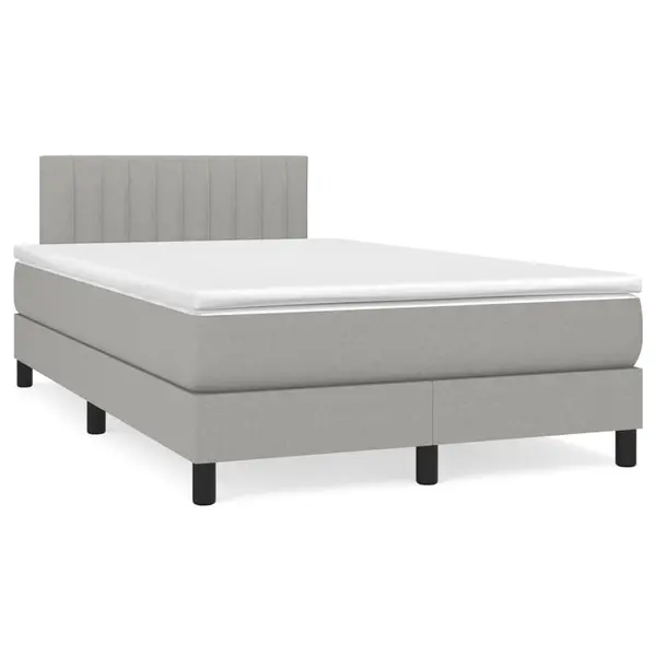 Gossi pat box spring cu saltea, gri deschis, 120x190 cm, textil