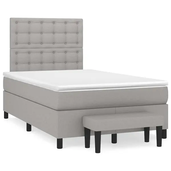 Gossi pat box spring cu saltea, gri deschis, 120x190 cm, textil