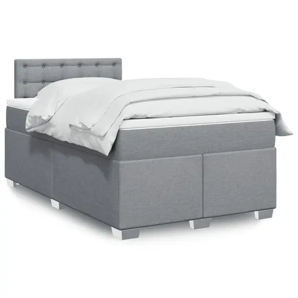 Gossi pat box spring cu saltea, gri deschis, 120x190 cm, textil