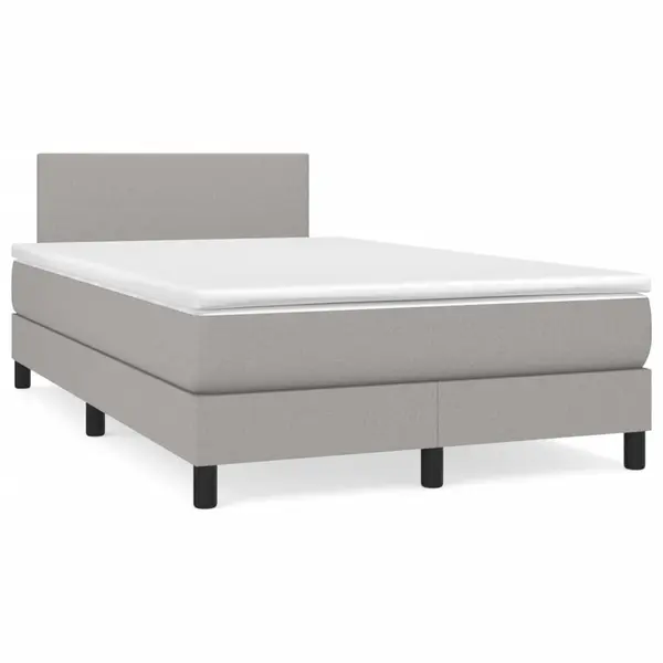 Gossi pat box spring cu saltea, gri deschis, 120x190 cm, textil