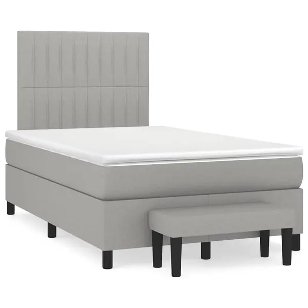 Gossi pat box spring cu saltea, gri deschis, 120x190 cm, textil