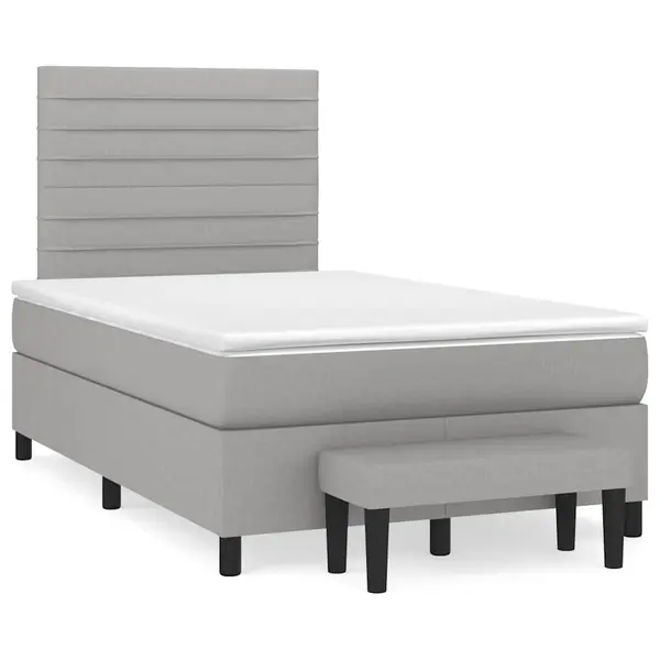 Gossi pat box spring cu saltea, gri deschis, 120x190 cm, textil