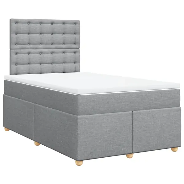 Gossi pat box spring cu saltea, gri deschis, 120x190 cm, textil