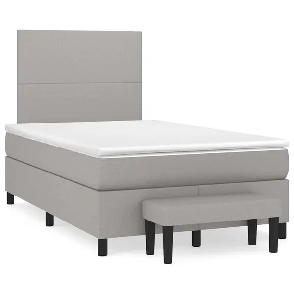 Gossi pat box spring cu saltea, gri deschis, 120x190 cm, textil