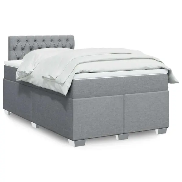 Gossi pat box spring cu saltea, gri deschis, 120x190 cm, textil