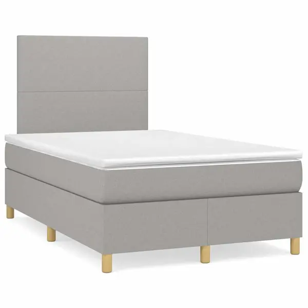 Gossi pat box spring cu saltea, gri deschis, 120x190 cm, textil