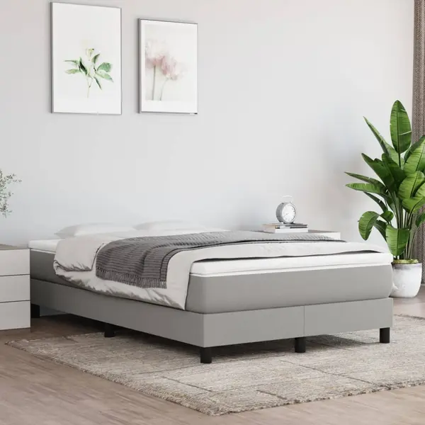 Gossi pat box spring cu saltea, gri deschis, 120x200 cm, textil