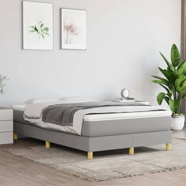 Gossi pat box spring cu saltea, gri deschis, 120x200 cm, textil