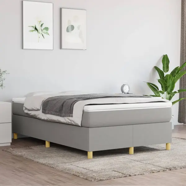 Gossi pat box spring cu saltea, gri deschis, 120x200 cm, textil