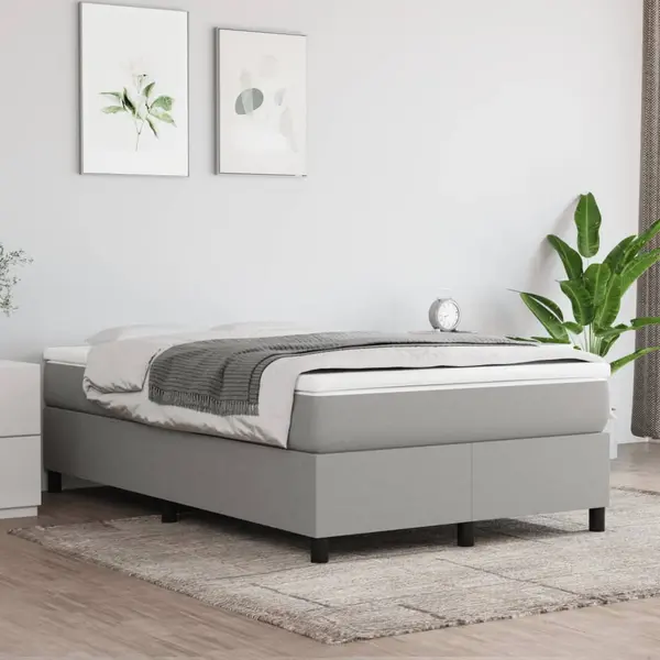 Gossi pat box spring cu saltea, gri deschis, 120x200 cm, textil