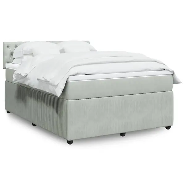 Gossi pat box spring cu saltea, gri deschis, 140x190 cm, catifea