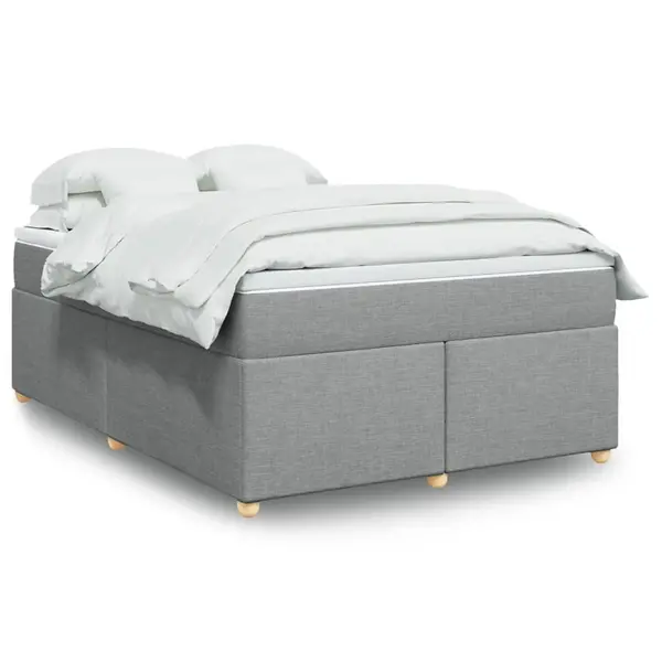 Gossi pat box spring cu saltea, gri deschis, 140x190 cm, textil