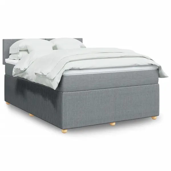 Gossi pat box spring cu saltea, gri deschis, 140x190 cm, textil