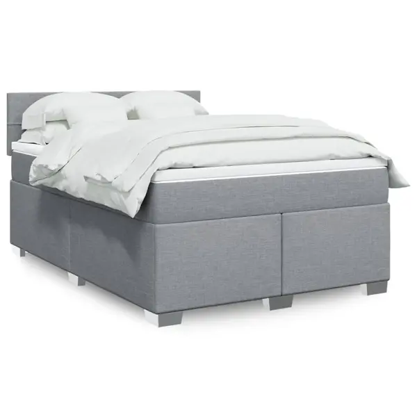 Gossi pat box spring cu saltea, gri deschis, 140x190 cm, textil