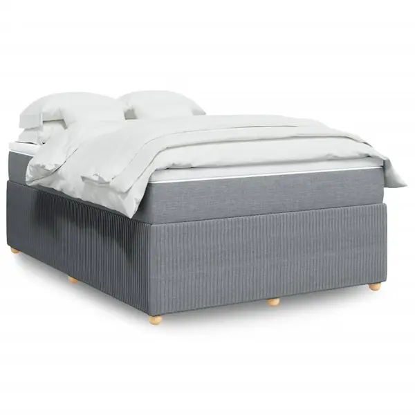 Gossi pat box spring cu saltea, gri deschis, 140x190 cm, textil