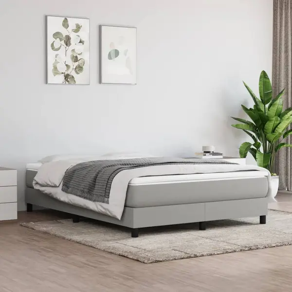 Gossi pat box spring cu saltea, gri deschis, 140x190 cm, textil