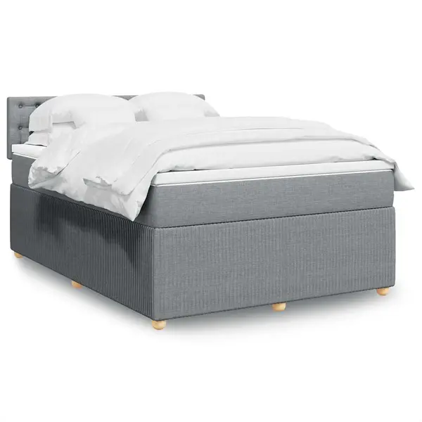 Gossi pat box spring cu saltea, gri deschis, 140x190 cm, textil
