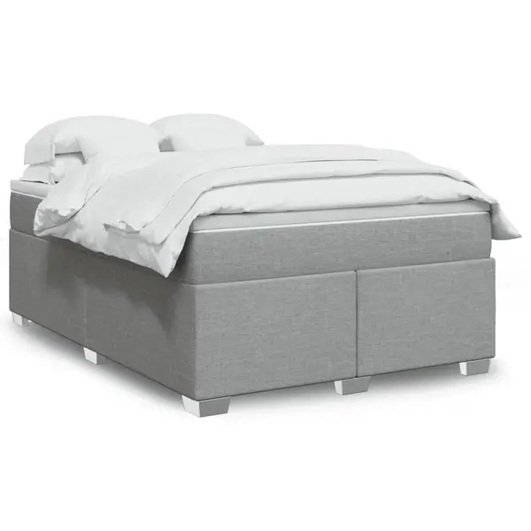 Gossi pat box spring cu saltea, gri deschis, 140x190 cm, textil