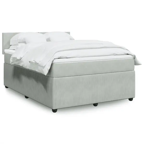 Gossi pat box spring cu saltea, gri deschis, 140x200 cm, catifea