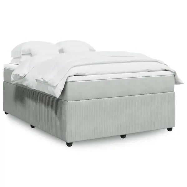 Gossi pat box spring cu saltea, gri deschis, 160x200 cm, catifea