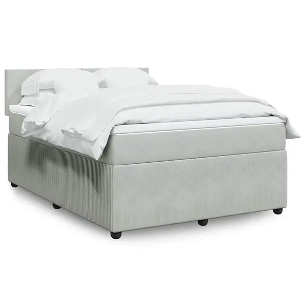 Gossi pat box spring cu saltea, gri deschis, 160x200 cm, catifea